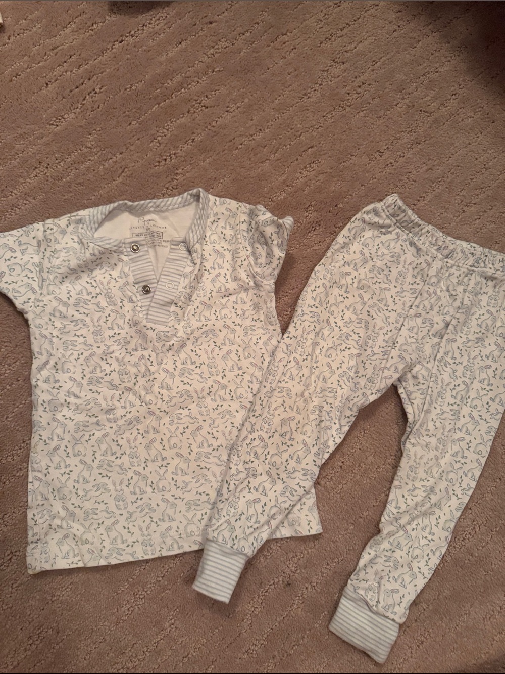 White and Light Blue Floral Pajama Set